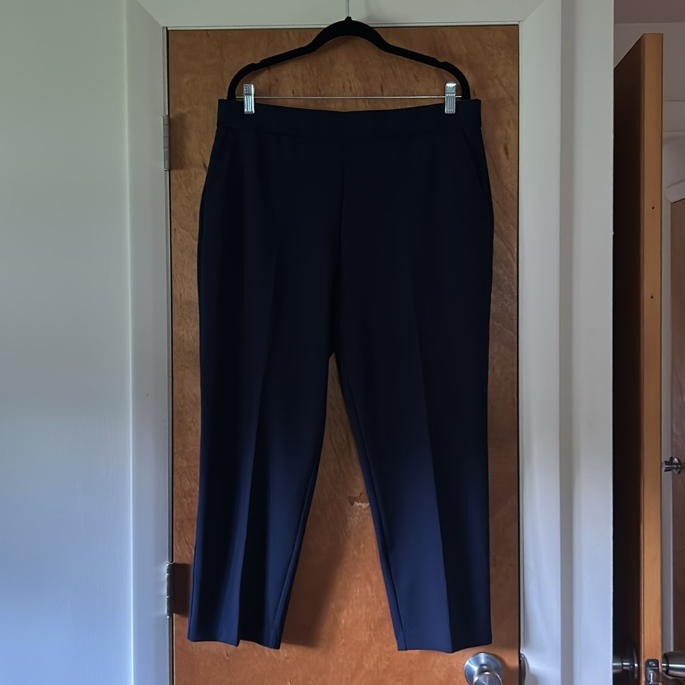 Hilary Radley Ladies' Pull On Crepe Pants, Stretch, Navy Blue L